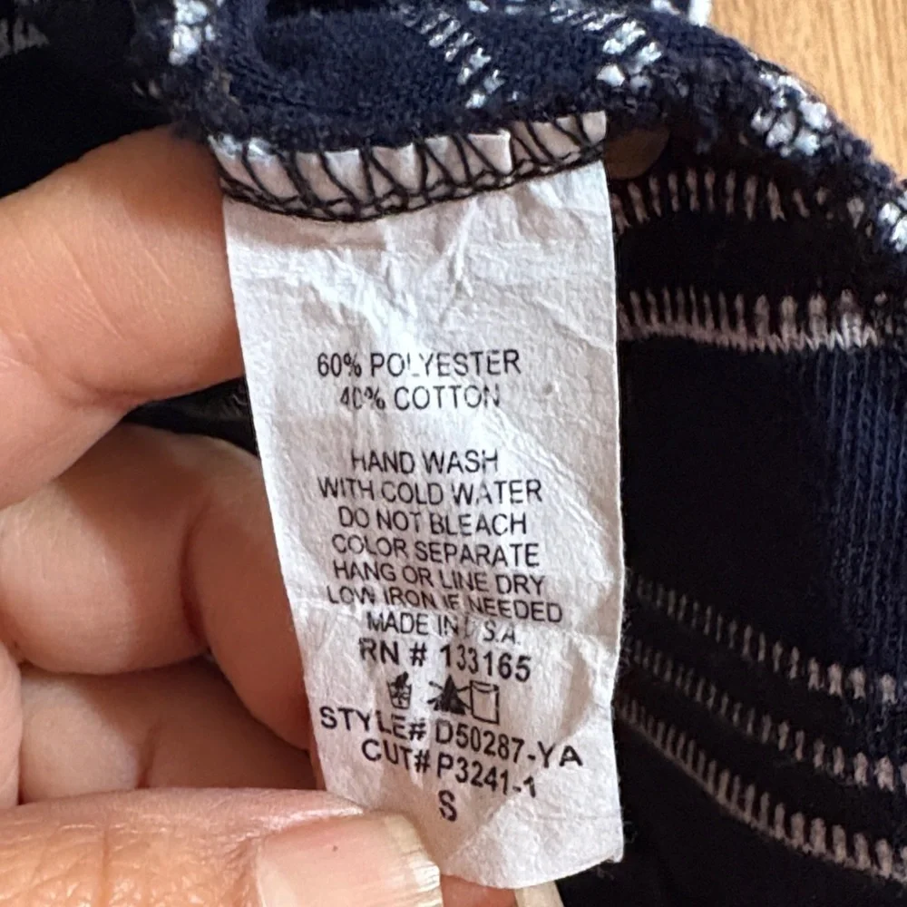 Infinity Raine Navy and white Striped Dress size small. - Picture 6 of 8